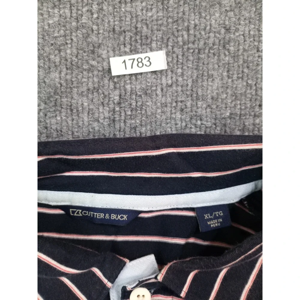 Cutter & Buck Paris Golf Club Striped Polo Shirt Men's XL Navy Pink